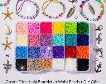 4mm Glass Seed Beads Kit Bracelet Making Set, Letter Beads DIY Craft Gift.