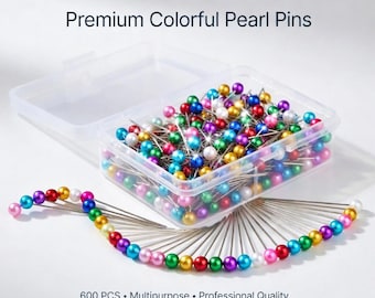 600 PCS Pearl Head Straight Pins 1.6 Inch Sewing Pins for Fabric Crafts DIY.