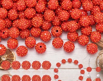 105 PCS 10mm Orange Rhinestone Beads: Sparkle Polymer Clay Jewelry Making