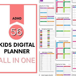 Planificador digital para niños con TDAH 2026, tabla de rutina escolar imprimible, planificador diario y semanal para TDAH, regalo para niños.