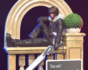 Statua STL di Squall Leonhart con Gunblade – Final Fantasy VIII Modello 3D per la stampa (File digitale)