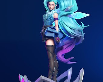 League of Legends – Seraphine | STL-standbeeld met sterrenhemel | 3D-afdrukmodel | Digitaal STL-bestand