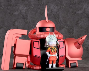 Gundam – Aznable Chibi | Standbeeld Red Comet Command STL | 3D-afdrukmodel | Digitaal STL-bestand