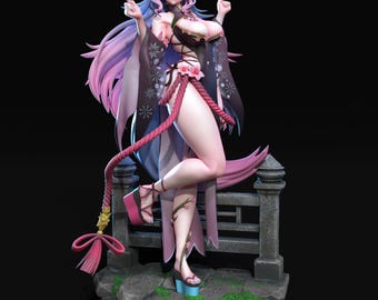 VTuber – Silvervale | Soeverein STL-standbeeld bij maanlicht | 3D-afdrukmodel | Digitaal STL-bestand