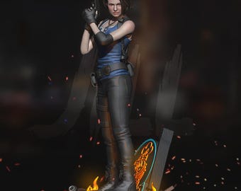 Resident Evil – Jill Valentine | Waschbär Entschlossene STL Statue | 3D-Druckmodell | Digitale STL-Datei