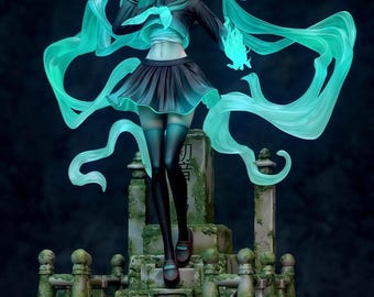 Hatsune Miku Phantom Rock-standbeeld – Spectral Fury 3D-printmodel (STL-bestand)