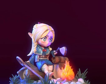 Dungeon Meshi – Marcille Chibi | Het charmante STL-standbeeld van de kok | 3D-afdrukmodel | Digitaal STL-bestand