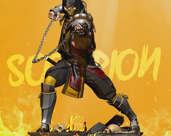 Mortal Kombat – Schorpioen | Hellfire Vengeance STL-standbeeld | 3D-afdrukmodel | Digitaal STL-bestand