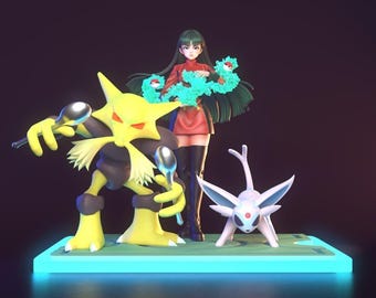 Pokémon – Sabrina | Paranormaal soeverein STL-standbeeld | 3D-afdrukmodel | Digitaal STL-bestand