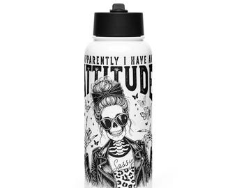 Attitude Stainless steel water bottle with a straw lid