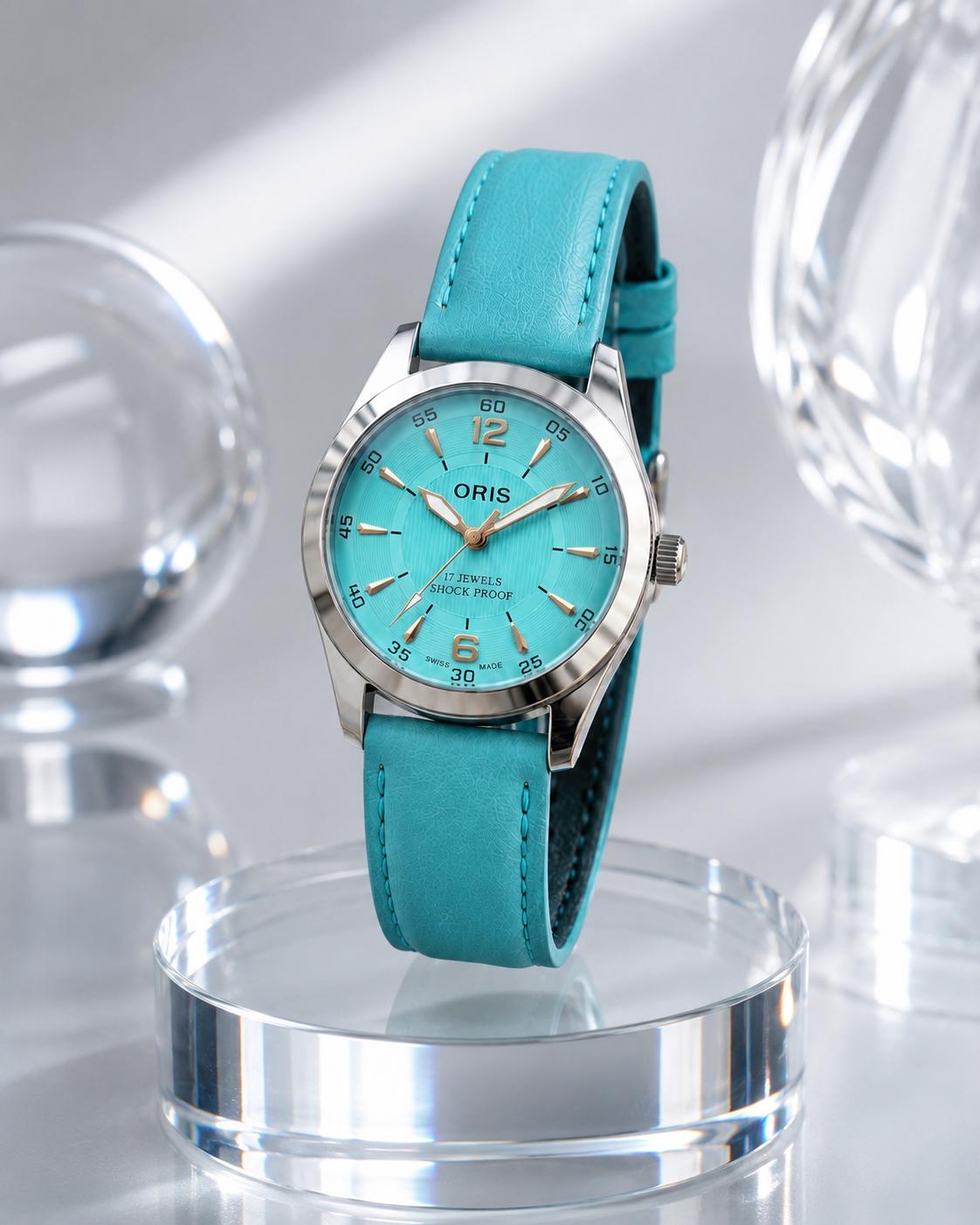 ORIS 手巻き スケルトンケース 17JEWELS 本革リザード80年代稼働品