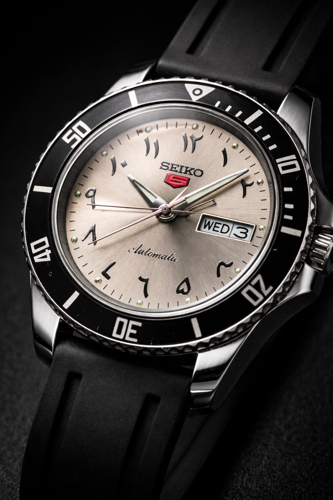 Automatic Watch Men Silver Dial Black Strap | Day Date Display ...