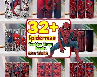 Spiderman Tumbler Wrap Bundle: 32+ Superhero Designs (Digital Download)