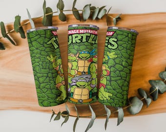 Retro Ninja Turtle Squad Tumbler Wrap | 90s Cartoon Sublimation PNG (Digital Download)