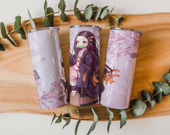 Sakura Anime Girl Tumbler Wrap PNG | Cherry Blossom Sublimation Design (Digital Download)