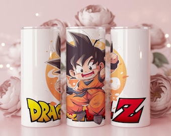 Anime Fighter Kid 20oz Tumbler Wrap | Orange Cartoon (Digital Download)