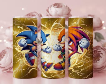 Sonic vs Knuckles Tumbler Wrap PNG, 20oz 30oz (Digital Download)