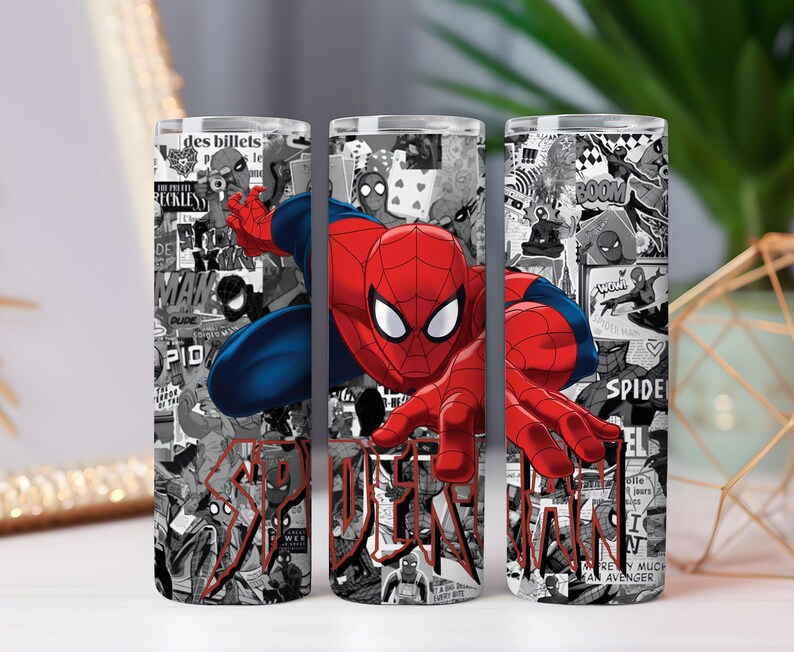 Spiderman Tumbler Wrap Bundle: 32+ Superhero Designs (Digital Download) image 4