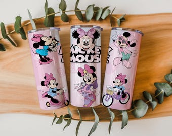 Pink Cartoon Girl Mouse 20oz Tumbler Wrap PNG,, Kids Gift Cup Design, Sublimation Design