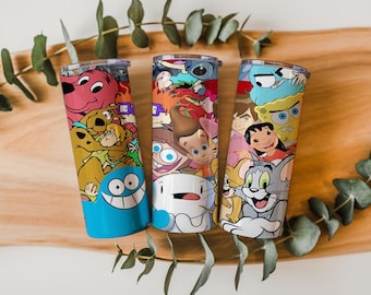 Pack Of 2 90s Cartoon Tumbler Wrap, 20oz Skinny Tumbler Design (Digital Download)