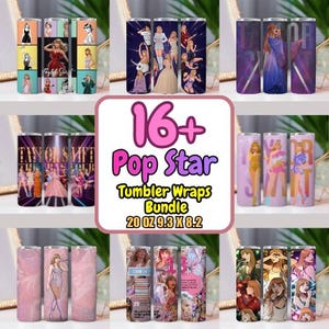 Puede incluir: Un conjunto de 16+ diseños de vasos con temática de estrella pop. Los diseños presentan varios diseños, incluyendo retratos e imágenes de una estrella pop. Los vasos miden aproximadamente 591 ml, con dimensiones de 23,6 x 20,8 cm.