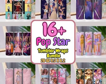 K-Pop Star Tumbler Wrap Bundle: 16 Glam Performance Designs (Digital Download)