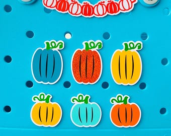 Pumpkin Charms For Bogg Bags, Welcome Autumn, Hello Fall, Bogg Pumpkin Garland, Simply Modern Pop In Buttons, Croc Bag Halloween Bits