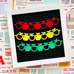 Letter Board Apple Garland, Teacher Classroom Gift, Felt Board School Decor, Message Board Accessory, Back To School Word Board Garland