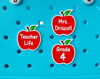 Bogg Bag Personalized Teacher Apple, Custom Bag Charms, Teacher Appreciation Gift, Teacher Life, Back To School Apple