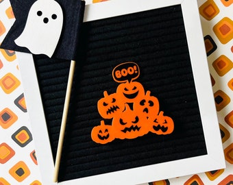 Jack-o-Lantern For Letter Board, Halloween Pumpkin Stack For Felt Boards, Spooky Message Board, Autumn Accessories For Letter Boards