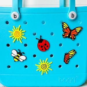 Summer Sun Bogg Bag Charms, Monarch Butterfly, Bumble Bee, Lady Bug, Summer Insects, Bogg Summertime