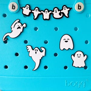 Bogg Bag Halloween Ghost Charms, Scary Ghosts, Happy Ghosts, Autumn, Fall, Bogg Garland, Spooky Purse Charms, Spooky Season