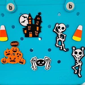 Halloween Bogg Bag Charms, Haunted House, Candy Corn, Skeleton Bogg Bits, Jack-o-Lantern, Halloween Spider, Simply Modern Bags, Autumn, Fall