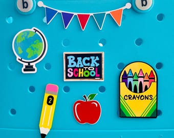 Back To School Bogg Charms, Pencil, Chalk Board, Teacher Apple, Globe, Bogg Bag Garland, Education, Teacher Appreciation Gift, Bogg Bits