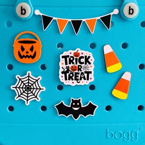 Halloween Bogg Bag Charms, Trick-or-Treat, Spider Web, Candy Corn Bogg Bits, Bogg Garland, Jack-o-Lantern Candy Bucket, Bat, Bogg Accessory