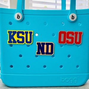 Custom School Initials Bogg Bits, Sports Team Initials, Personalized College Initials Bogg Charms, Tote Bag Athletics, Pool Bag Tags