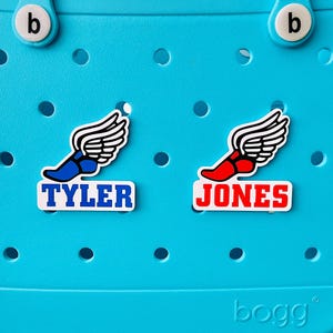 Personalized Track Shoe Bogg Charm, Sports Bogg Bag Bits, Croc Bag Pop In Athletic Button, Customized Sports Charms, Track & Field Bogg Bits