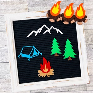 Let's Go Camping Set For Letterboards, National Park Sign, Tiered Tray Camping Decor, Feltboard Accessories