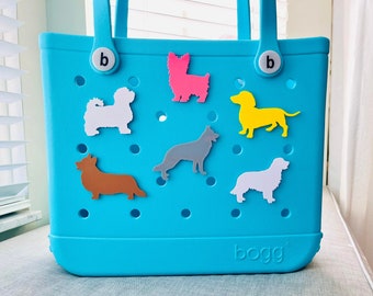 Custom Dog Breed Bogg Bits, Personalized Pet Accessories, Dog Breed Pop In Buttons For Bogg Bags,  Beach Bag Tags, Pool Bag Charms