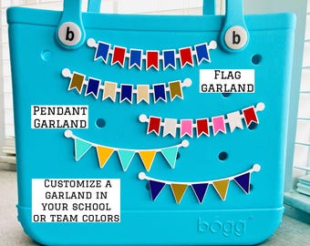 Customized Garland Bogg Bit, Personalized Pendant Garland For Bogg Bags, Tote Bag Tags, Sports Team Personalized Bogg Garland, Sports Button