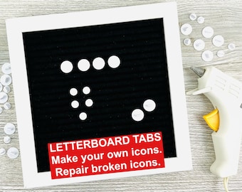 Letter Board Tabs, Make Your Own Letter Board Icons, Repair Kit For Letter Board Icons, Letterboard Peg Bundle, DIY Letter Board Accessories