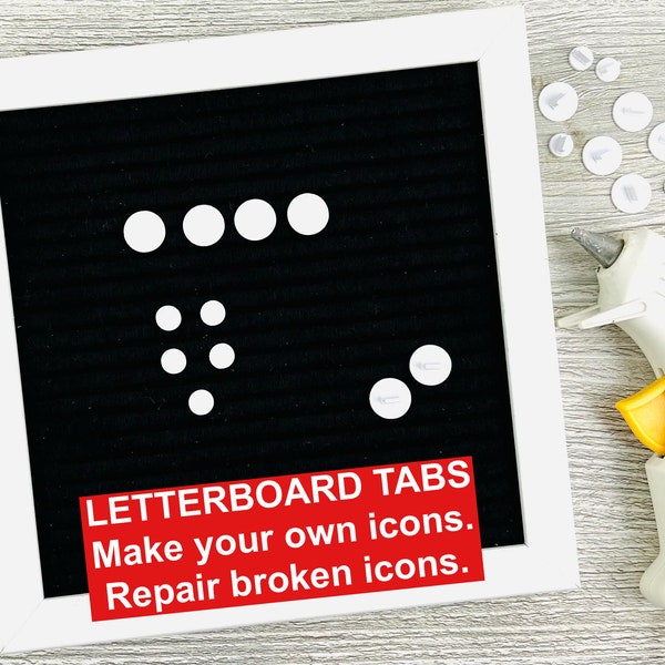 Letterboard Tabs for DIY Icons, Feltboard Accessories, Make Your Own Letter Board Icons, Repair Kit For Felt Boards