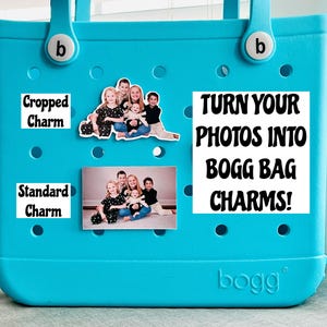 Custom Bogg Bag Photo Bits, Personalized School & Athletic Bogg Buttons, Custom Cartoon Image Charms, Customized Small Business QR Code