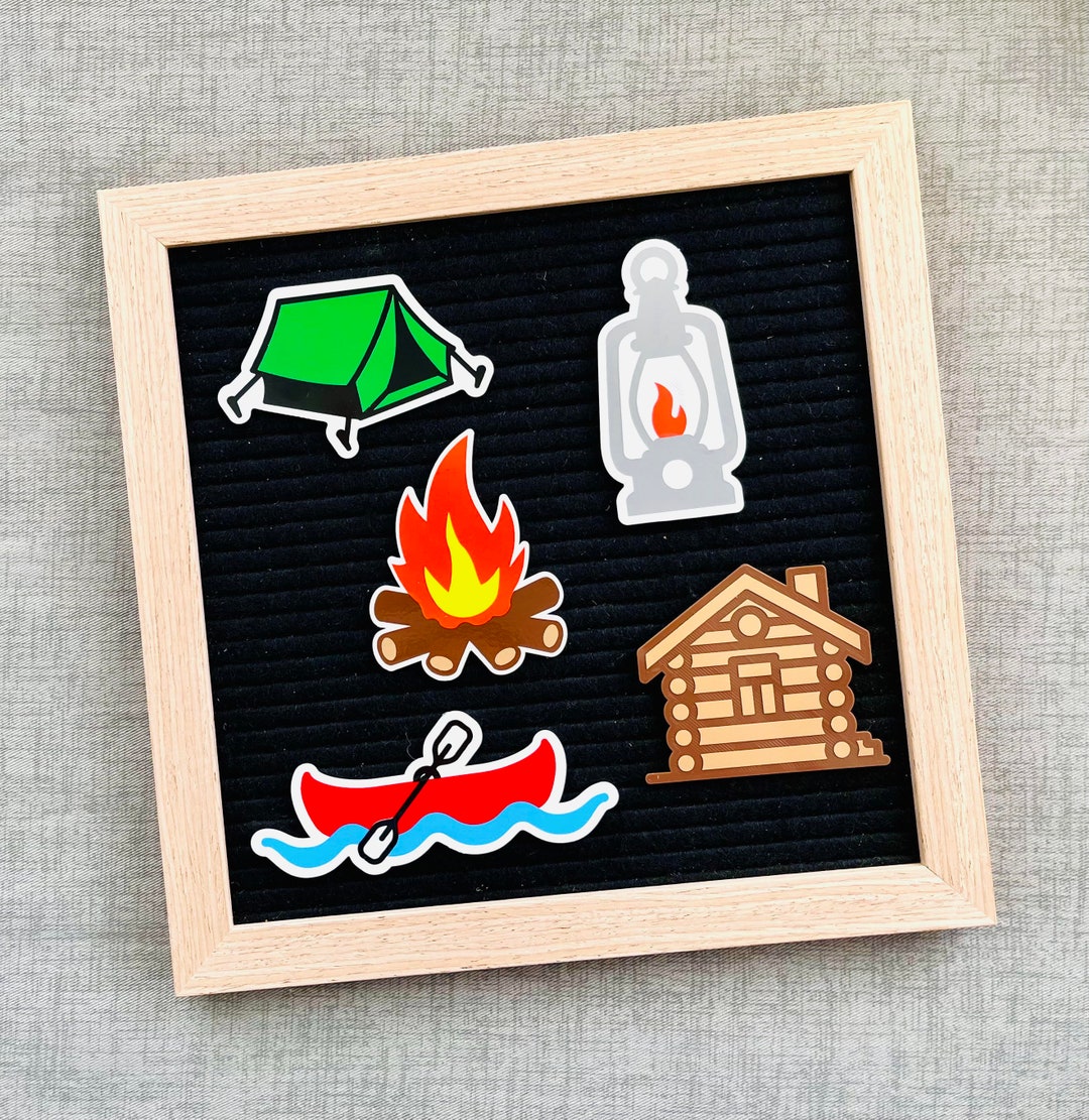 Letter Board Camping Icons, Let's Go Camping Sign, Felt Board Log Cabin ...