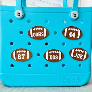 Personalized Football Bogg Bag Bit, Custom Sports Bogg Charms, Athletic Tote Bag Tags, School Spirit Bogg Bits, Beach Bag Tags, Pool Bag Tag