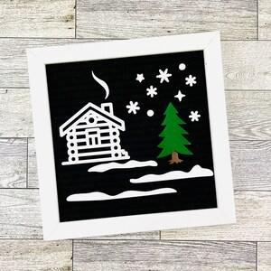 Letterboard Christmas At The Cabin, Winter Scene, Holiday Decor For Feltboards, Log Cabin Sign, Letter Board Holiday Icons