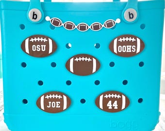 Personalized Football Bogg Bag Charm, Football Garland, Custom Sports Bits, School Spirit, Team Sports, Football Mom, Simply Modern Bag