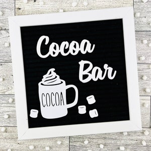 Letter Board Cocoa Bar Sign, Felt Board Winter Icons, Hot Chocolate, Mini Marshmallows, Hot Cocoa, Message Board Cocoa Mug, Word Board Icons