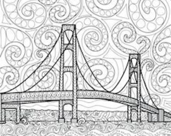 Bridge Coloring Page Etsy