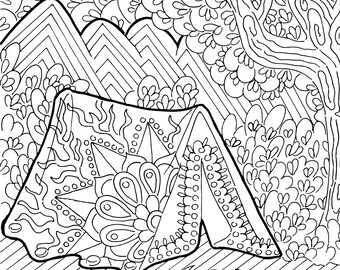 camping coloring etsy